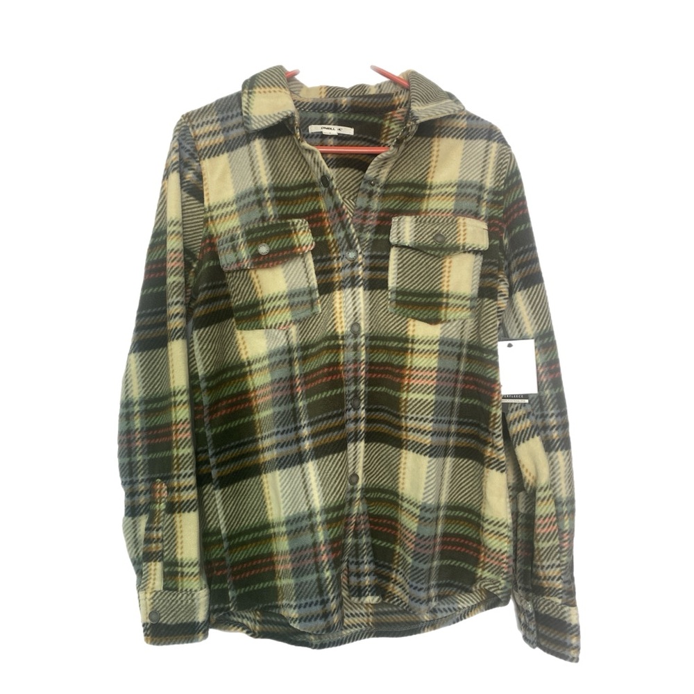 O’Neill Woman’s Fleece Plaid Multi Colored Button Down Shirt Size S NWT